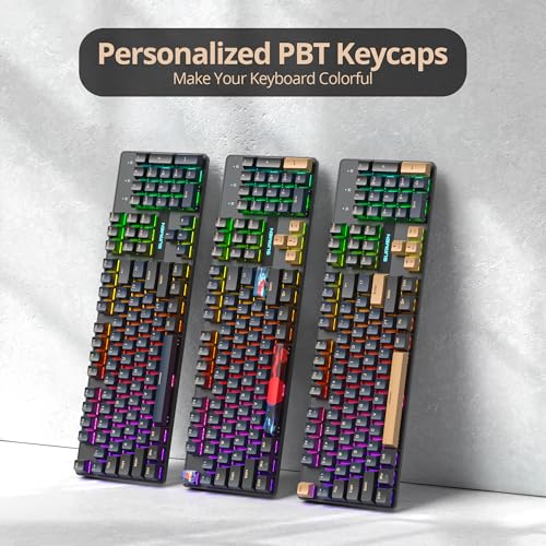 Full Size Mechanical Keyboard, Creamy Keyboard with Number Pad, 104 Keys Wired Gaming Keyboard with Red Switch, RGB Backlit for PC Laptop - color: Blue Samurai