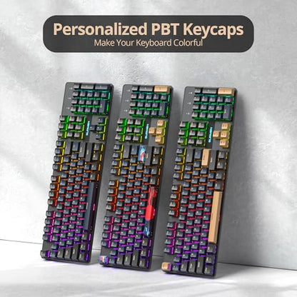 Full Size Mechanical Keyboard, Creamy Keyboard with Number Pad, 104 Keys Wired Gaming Keyboard with Red Switch, RGB Backlit for PC Laptop - color: Blue Samurai