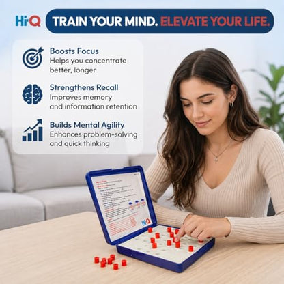 Original HI-Q Solitaire Game - Solitaire Board Game for Kids, Adults & Seniors, Solo 1-Player, Puzzle Strategy Problem Solving Game, Perfect Travel & College Board Game, Classic Hi-Q Peg Brain Teaser