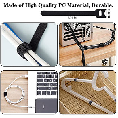 N NOROCME 192 PCS Cable Management Kit 4 Wire Organizer Sleeve | 11 Cable Holder,35Cord Clips 10+2 Roll Cable Organizer Straps,100 Fastening Cable Ties,for Computer TV Under Desk