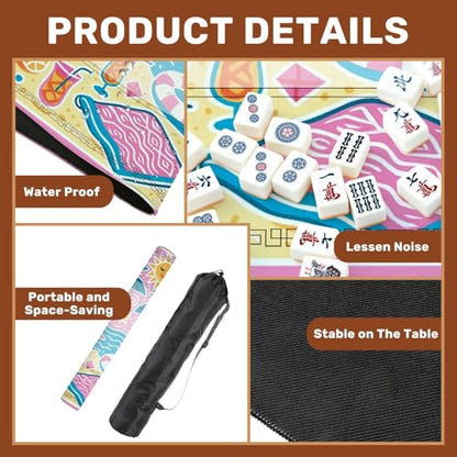 Mahjong Mat 31.5" x 31.5" Vibrant Tropical Beach Palm Trees Fruit Summer Elements Non-Slip Noise Reduction Mahjong Tiles Table Cover for Dominoes Poker Card Board and Tile Games Gift - color: Color8