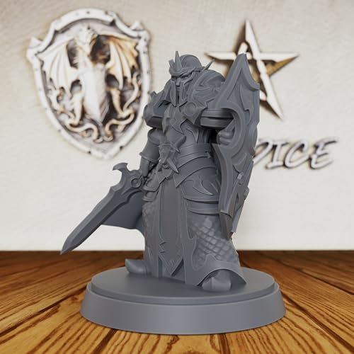 AUSPDICE Elf Paladin 28mm Unpainted Fantasy Miniature with Sword AS224 | Armored Elf Knight Figure with Sword and Shield for Dungeons and Dragons, TTRPGs, Fantasy Campaigns and Dungeon Masters