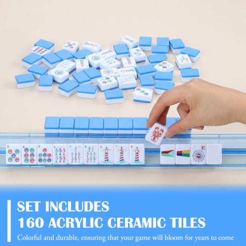 Nautical American Mahjong Set of 160 Acrylic Mahjong Tiles 1.2 Inch Complete Set Summer Coastal Style Mah Jong Game for Adult Party Travel Mah Jong Lovers Gift - style: Nautical