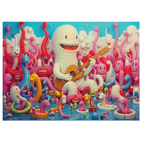 Jigsaw Puzzles for Adults 1000 Pieces, CartoonLoong | Whimsical Cartoon Dragon Art, Challenging Difficult Puzzle for Family Game Night Home Decor, 20x27 Inches - color: Cartoonloong