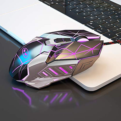 MageGee G10 Gaming Mouse Wired, 7 Colors Breathing LED Backlit Gaming Mouse, 6 Adjustable Speeds, Ergonomic Optical Computer Mouse with 7 Buttons for Windows PC Gamers - color: black