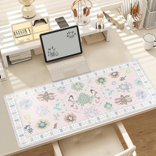 Baziabbo Pink Ozarks Desk Mat,XXL Extended Big Mouse Pad,Gaming Mousepad with Stitched Edge,Non-Slip Rubber Base Keyboard Desk Pad for Home Office Study Game - color: Pink Ozarks