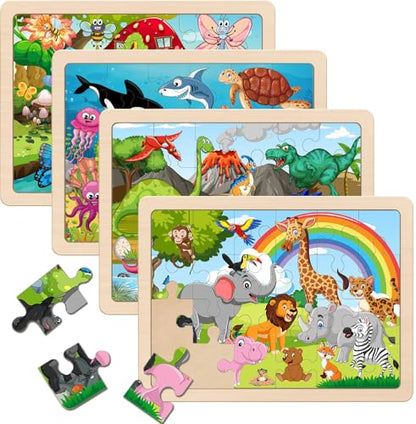 Wooden Puzzles for Kids Ages 4-6, 24 Piece Animals Puzzles for Toddlers,Jigsaw Puzzles for Kids Ages 3-5, Preschool Educational Puzzles Board Toys Gifts for Boys and Girls 3 4 5 6 Years Old - style: Wooden puzzles