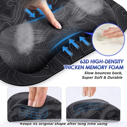 Gimars Large Smooth Superfine Fibre Memory Foam Ergonomic Mouse Pad Wrist Rest Support Mousepad with Nonslip Base for Laptop, Computer, Gaming & Office,Free Coaster Include-Topographic Map - color: Topographic Map