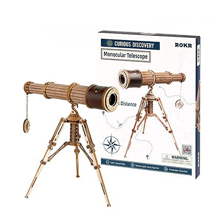 ROKR 3D Wooden Puzzles Monocular Telescope Model Building DIY Science Kit Birthday Gift for Adults and Teens Cool Display Item
