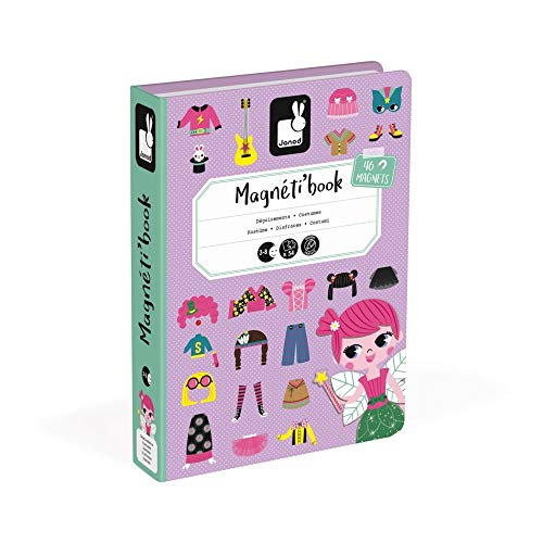 Janod - MagnetiBook 55 pc Magnetic Girl's Costumes Game - Creative Play - Enhances Creativity and Cognitive Skills - Portable Design, STEM Learning, Boosts Confidence | Promotes STEM Learning - Enhances Cognitive Skills - Portable Travel Design - Boosts K