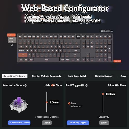 Keychron Q6 HE Wireless Custom Magnetic 100% Full Keyboard, 2.4 GHz/Bluetooth/Wired QMK Aluminum Rapid Trigger Hot-Swappable Programmable Gateron Double-Rail Magnetic Switches for Mac Windows Linux - color: Shell White
