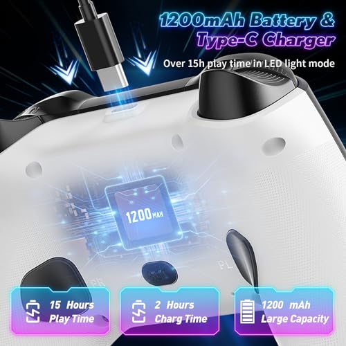 LED Wireless Controller for 4, RGB Lighting Gamepad for 4 Slim/Pro with Turbo/6-Axis Motion Sensor/1200mAh Battery/3.5mm Audio Jack - Black - color: RGB Black