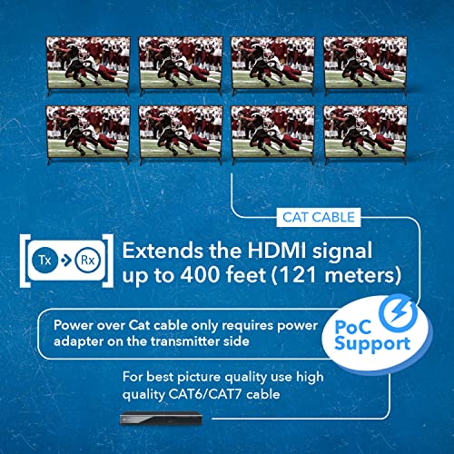 OREI 8x8 HDMI Extender Matrix 4K@60Hz 400ft HDBaseT PoC IR CEC EDID RS-232 | HDBaseT 8x8 Matrix Extender, HDMI Matrix Ethernet – 18Gbps, Dolby Vision, Audio De-Embedding, Web GUI, OLED Display - size: 8x8