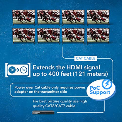 OREI 8x8 HDMI Extender Matrix 4K@60Hz 400ft HDBaseT PoC IR CEC EDID RS-232 | HDBaseT 8x8 Matrix Extender, HDMI Matrix Ethernet – 18Gbps, Dolby Vision, Audio De-Embedding, Web GUI, OLED Display - size: 8x8