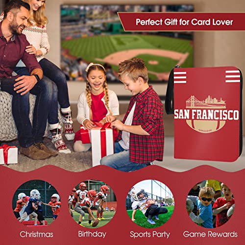 San Francisco Football Card Binder with Sleeves, 900 Pocket, 3 Ring, Waterproof, Dustproof, Durable - color: Scarlet, size: 900
