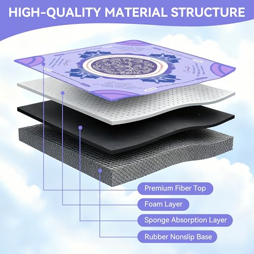 Mahjong Table Mat with Rules 31.5" x 31.5" Neoprene Rubber Square Purple Gaming Mat - Anti-Slip, Noise Reduction Durable & Easy to Clean for Mahjong Tiles, Poker, Dominoes & Board/Tile Games (Purple) - color: Purple