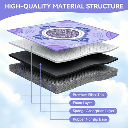 Mahjong Table Mat with Rules 31.5" x 31.5" Neoprene Rubber Square Purple Gaming Mat - Anti-Slip, Noise Reduction Durable & Easy to Clean for Mahjong Tiles, Poker, Dominoes & Board/Tile Games (Purple) - color: Purple