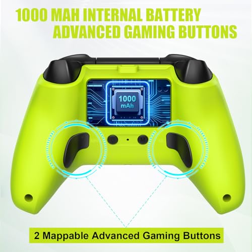 W&O Wireless Controller Compatible With Xbox One, Xbox Series X/S, Xbox One X/S, PC, With RGB LED Light, Mappable Buttons, 3.5mm Headphone Jack, With 2.4GHZ Wireless Adapter Gamepad - color: Electric Volt
