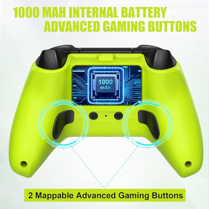 W&O Wireless Controller Compatible With Xbox One, Xbox Series X/S, Xbox One X/S, PC, With RGB LED Light, Mappable Buttons, 3.5mm Headphone Jack, With 2.4GHZ Wireless Adapter Gamepad - color: Electric Volt
