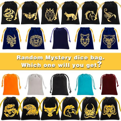 Mystery Dice Set – 7 Pcs Acrylic Polyhedral Dice + 1 Pcs Velvet Bag | Random Patterns & Various Styles DND Dice Gifts for D&D, Pathfinder, MTG, Table Game Night, Dice Goblins, RPG Players & DMs - style: 1 bag Mystery Dice