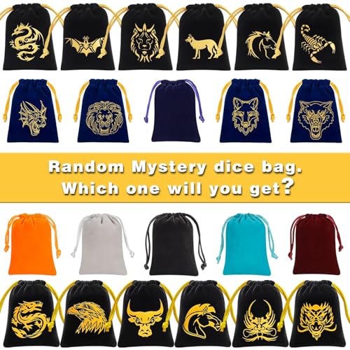 Mystery Dice Set – 7 Pcs Acrylic Polyhedral Dice + 1 Pcs Velvet Bag | Random Patterns & Various Styles DND Dice Gifts for D&D, Pathfinder, MTG, Table Game Night, Dice Goblins, RPG Players & DMs - style: 1 bag Mystery Dice