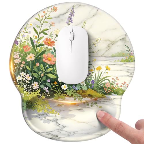Mouse pad with Wrist Rest,Relieving Pain Memory Foam Computer pad, Ergonomic Desktop Mouse, Silicone Material Mouse pad, with Non-Slip PU Base (Beautiful Flowers) - color: Beautiful flowers