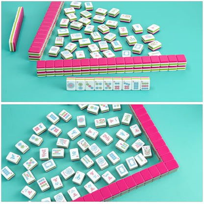 TIASUSAN Green Mahjong Mat (31.5” x 31.5”) with Black Carrying Bag, Anti-Slip, Noise-Reducing Mahjong Mat for Table, Board Games, Dominoes, and Card Games - color: Green