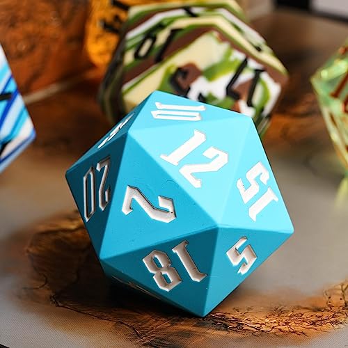 55mm Silicone D20 DND Dice, Large D20 Single 20 Sided D&D Dice | Soft & Comfortable Touch, Perfect Bouncer, Gift Box, Compatible with Dungeons and Dragons RPG Bar Pub Club Party Games - color: Sky Blue