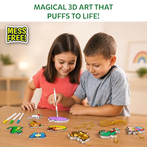 Skillmatics Aqua Puffs - 3D Art Kit, Animals, Mess-Free Paint by Number Craft for Kids, DIY Color Activity, Screen-Free Entertainment, Travel & Creative Gift for Girls & Boys Ages 4, 5, 6, 7, 8, 9, 10 - color: Animals