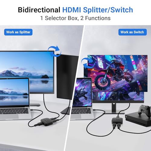 HDMI Switch 4k@60hz Splitter, Suceem Bi-Directional HDMI Switch Splitter 2 in 1 Out Support 4K@60Hz 2K@120Hz for PS4/3 HDTV Xbox Fire Stick - size: 4K60Hz