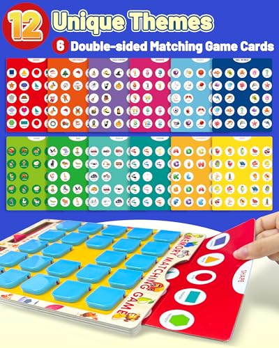 Matching Memory Game for Kids Ages 3-5 4-8, Board Games for 4-6, Car Airplane Camping Travel Toys Games Activities for 3-5 4-8, Toddler Kid Road Trip Essentials, Birthday Gifts for Kids Boys Girls - style: Memory game-light blue