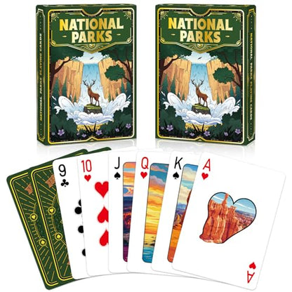 Playing Cards 2 Pack, 2 Deck of Cards, National Park Theme Playing Cards | Standard, Poker Cards Set for Card Games, Family Game Night,Blackjack,Camping,Travel,Party Favors,Birthday,Stocking Stuffers - style: National Park