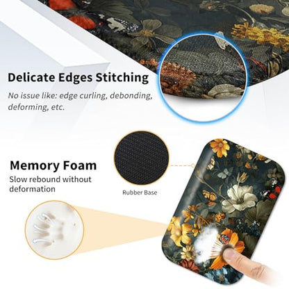 Mouse Pad Desk Mat Ergonomic Wrist Support Pad Set,Mouse Wrist Rest Keyboard Pad with Stitched Edges and Non Slip Base-Flowers Florals Butterflies - color: Flowers Florals Butterflies