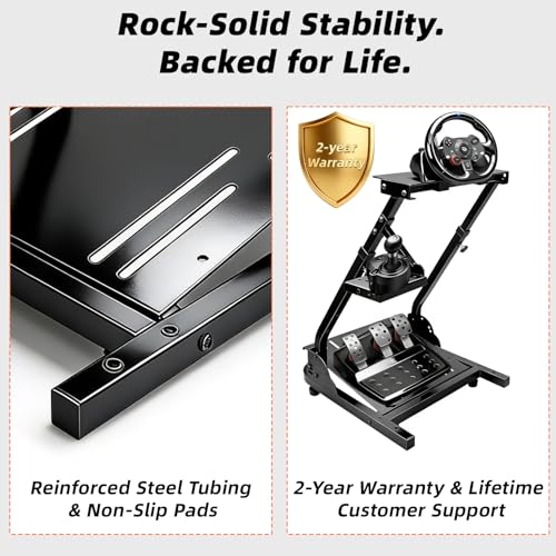 Racing Wheel Stand -Height Adjustable and Foldable Steering Wheel Stand with Gear Shifter Mount, a Durable Sim Racing Cockpit Base Fully Compatible with Logitech G25, G27, G29, G920, and G923 Wheels for an Immersive Racing Simulator Cockpit Experience