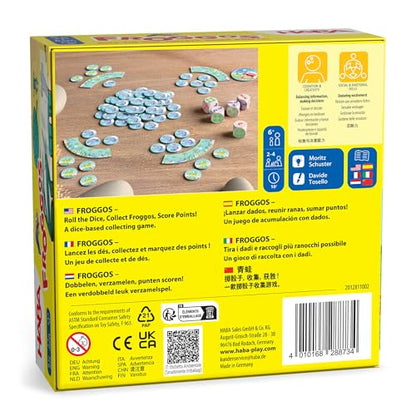 HABA Froggos Board Game, Jumping Frogs-Themed Strategy Dice Games for Fast-Paced Family Night Fun for Ages 6+
