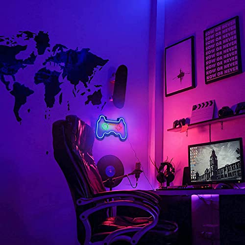 Led Dimmable Neon Signs Wall Decorations For Living Room|Bedroom Gamepad Controller Shape Lights Game Room Decor Accessories Cool Teen Boys|Girls|Kids Gamer Gifts