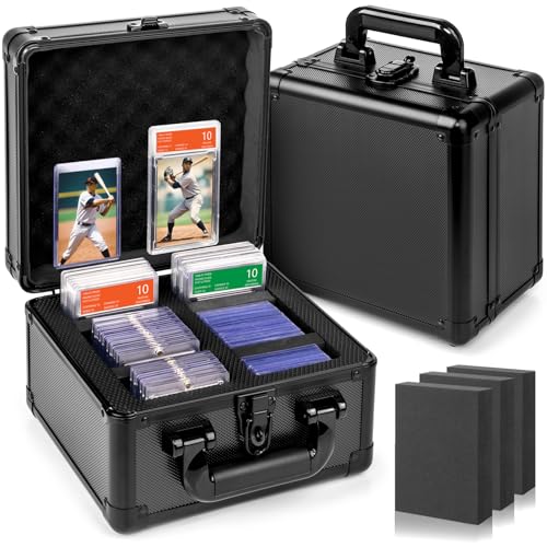 Trading Card Storage Box, Graded Card Case, Top Loader Storage Cases with Lock, Hard Card Boxes for Sports Cards hold up to 70 PSA, 250+ Top Loaders - size: Medium