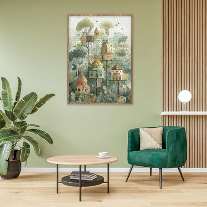 Fantasy Treehouse Puzzle for Adults 1000 Pieces, Whimsical Tree Jigsaw Puzzle, Plant Flower Floral Challenging Puzzle