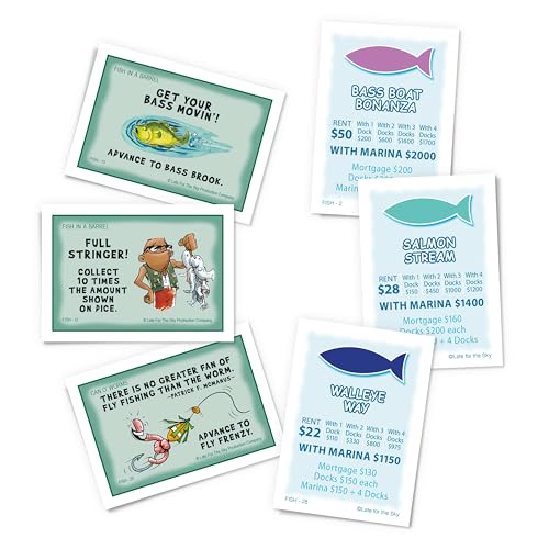 Late for the Sky Fishin'-Opoly Fishing Board Game for Families, 2–6 Players, Ages 8+, Funny Property Trading Strategy Game, Great Gift for Anglers