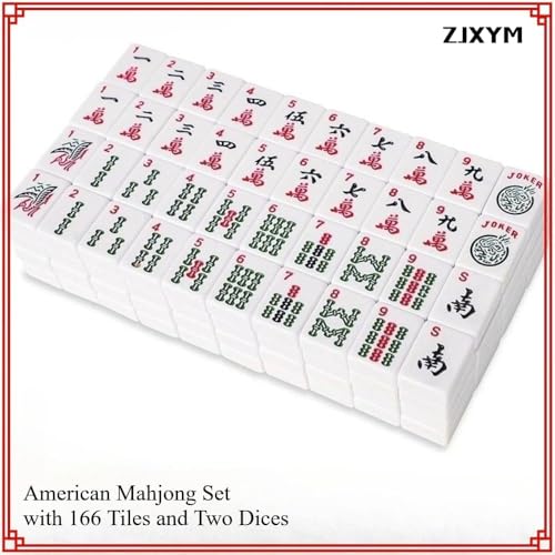 American Mahjong Tile Set, 166 Pink Tiles with Two Dices, Mahjong Tile Game for Four Players, (1.2’’x0.9’’x0.51’’)