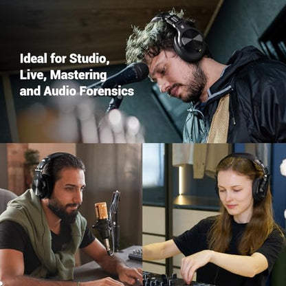 OneOdio A70 Bluetooth Over Ear Headphones, Wireless Headphones with 72H Playtime, Hi-Res, Built-in Mic, 3.5mm/6.35mm Wired Audio Jack for Studio Monitor & Mixing DJ Guitar AMP, Computer PC Gaming - color: Black