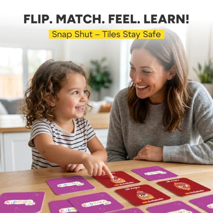 Kidrox Emotions Matching Game – Bilingual Memory Card Game in English & Spanish for Kids Ages 3+ | Learn & Mimic Emotions with Kidrox Squad | Premium Magnetic Box | 40 Tiles - style: Emotions