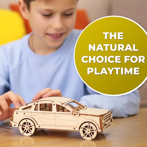 CG Games 3D Wooden Puzzles, CARSTERY E13 Car Model Kit. Self Building Vehicle DIY Kits, Wood Puzzle Models for Kids to Build, Brain Teaser Educational Puzzle Gifts for 8 Years Old and Up
