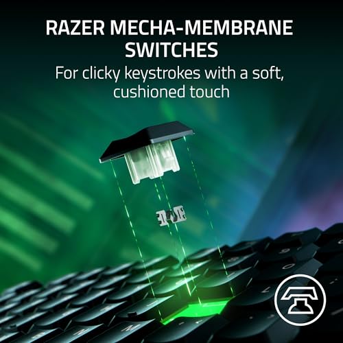 Razer Ornata V3 TKL Gaming Keyboard, Low-Profile Keys, Black | Mecha-Membrane Switches, UV-Coated Keycaps, Backlit Media Keys, 8-Zone RGB Lighting, Spill-Resistant, Magnetic Wrist Rest - color: Classic Black, size: V3 TKL