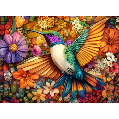 Adult Puzzles 300 Pieces, Hummingbird Floral Jigsaw Puzzles for Kids Adults Seniors 300 Pieces, Glossy Sturdy Vibrant Puzzle 300 Piece, Challenging Puzzle Great Gift for Family Friends - style: Hummingbird
