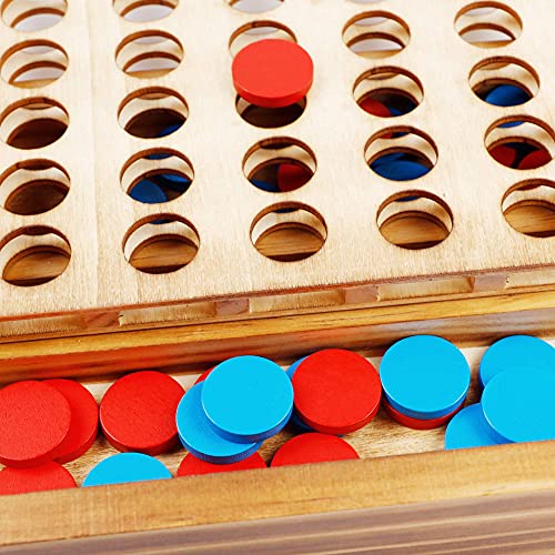 Glintoper Tic Tac Toe & 4 in a Row Tables Game Set, Classic Board Line Up 4 for Living Room Rustic Table Decor and Use as Game Top Wood Guest Room Decor Strategy Board Games for Families - style: Tic Tac Toe & 4 in a Row