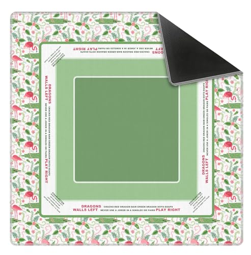 Green Tropical Coastal Beach Flamingo Botanical Mahjong Mat 31.5x31.5 Inch, Non-Slip and Noise Reduction Mah Jong Table Mat Cover Gifts for Mahjong Lovers Poker Board Games Dominoes - color: Green Tropical Coastal Beach Flamingo