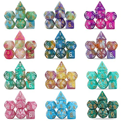 DND Dice Set, 25 X 7 (175 Pcs) Polyhedral Dice with 1 Black Pouch | Three Color, Two Color and Monochrome Dice for Dungeons and Dragons D&D tabletop Role Playing games - color: 25sets-1