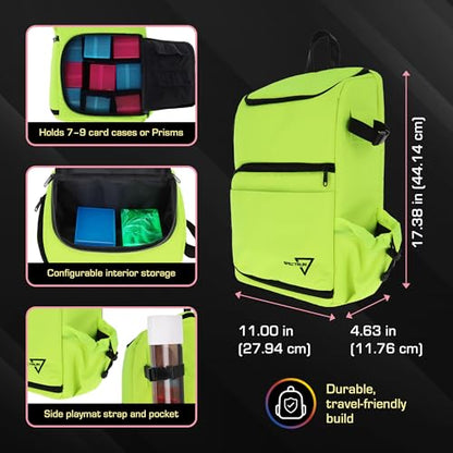 BCW Spectrum TCG Backpack | Holds 7–9 Prism Deck Cases | Configurable Storage for Cards & Gear | Playmat Strap & Side Pocket | Durable & Travel-Friendly Design | Radioactive Green - color: Radioactive Green