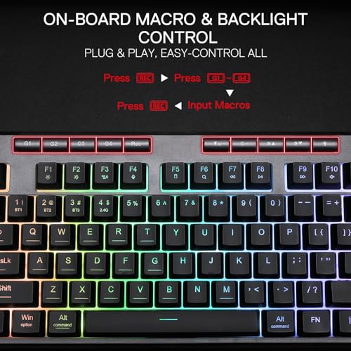 Redragon K516 PRO Shiva TKL RGB Wireless Membrane Gaming Keyboard, 87 Keys Mechanical-Feel Keyboard w/Smooth Linear Switch, On-Board Macro & Multimedia Keys, 16.8M RGB Backlit, Software Supported - size: 87 Keys Pro